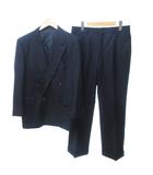 バーバリーズ Burberrys PRESTIGE COLLECTION ウールカシミヤ スーツ セットアップ ダブル ジャケット パンツ 2B サイドベンツ 総裏地 紺 ネイビー 約L IBO85 1212