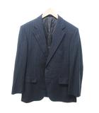 バーバリー ロンドン BURBERRY LONDON ストライプ テーラードジャケット ブレザー 2B サイドベンツ 背抜き ウール シルク混 グレー 青 ブルー 40 約M IBO85 1210