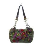 エトロ ETRO ツイード フローラル アップリケ ハンドバック トートバッグ フラワービジュー チェーンショルダー マルチカラー 18114-7006 1224