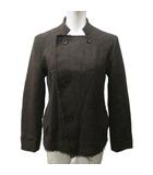 ワイズ Y's ヨウジヤマモト ジャケット ウール カットオフ加工 フリンジ ダブル 1 約S 茶 ブラウン 系 YD-J40-804 0104