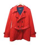 バーバリーブラックレーベル BURBERRY BLACK LABEL トレンチコート ジャケット 中綿ライナー付 裏地 チェック ダブル ミドル丈 LL 赤 レッド 0105
