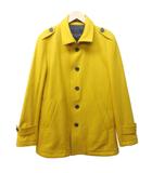 バーバリーブラックレーベル BURBERRY BLACK LABEL メルトンコート 中綿ジャケット ウール 裏地 キルティング ミドル丈 L 黄色 イエロー 系 0105