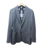 テーラードジャケット ブレザー ウール 裏地 チェック 背抜き 2B L 灰 グレー 0105