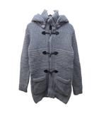 ベルシュカ Bershka ニット ダッフルコート ジャケット ウール混 フード ミドル丈 S 灰 グレー 0131