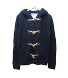 ベルシュカ Bershka ニット ダッフルコート ジャケット ウール混 フード S 紺 ネイビー 0131