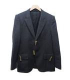 バーバリー BURBERRY メルトンジャケット コート トグルボタン カットオフ加工 フリンジ 本切羽 総裏 46 約S 灰 グレー IBO85 0130