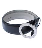 ブルガリ BVLGARI ブルガリブルガリ レザーベルト ロゴ バックル 44 110 黒 ブラック シルバーカラー 26312 IBO87 0126