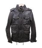 ジュンハシモト junhashimoto カウレザー フィールドジャケット M-65 ミリタリー 牛革 ジップアップ 4 約L 茶 ブラウン LET011 WCF01 IBO87 0126