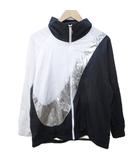 ナイキ NIKE ウーブン ジャケット ブルゾン スウッシュ ロゴ 切替 XS 白黒 ホワイト ブラック IBO87 0113