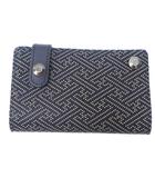 印傳屋 INDEN‐YA INDENYA カードケース 名刺入れ 鹿革 ディアレザー 総柄 10枚収納 紺 ネイビー 系 0131