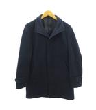 グリーンレーベルリラクシング ユナイテッドアローズ green label relaxing 120'S ステンカラーコート ウール ロング丈 M 紺 ネイビー 0207 IBO87