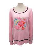 エスカーダ ESCADA ニット セーター 長袖 刺繍 花柄 カシミヤ混 XL ピンク IBO87