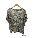 レオナール LEONARD FASHION 美品 カットソー ペイズリー柄 シースルー 半袖 38 黒 ブラック ベージュ 0117 IBO87