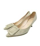 ロジェヴィヴィエ ROGER VIVIER パンプス シューズ ハイヒール ポインテッドトゥ バックル スエード 39 26.0cm ベージュ 0117 IBO87