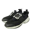 ロジェヴィヴィエ ROGER VIVIER スニーカー スリッポン シューズ ローカット ビジュー 38.5 25.5cm 黒 ブラック 0117 IBO87