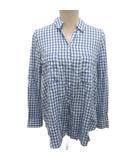 イエナ IENA シャツ 長袖 チェック 38 白 ホワイト 青 ブルー 14-050-900-3710-2-0 IBO87