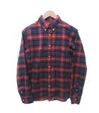 フリークスストア FREAKS STORE フランネルシャツ ネルシャツ チェック ボタンダウン 長袖 オレンジ系 グレー Mサイズ 0128