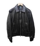 ヒューゴボス HUGO BOSS ラムレザー フライトジャケット ブルゾン アイコニック 羊革 ミリタリー 46 約S 黒 ブラック 0130