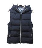 コムサメン COMME CA MEN ダウンベスト ナイロン 裏地 花柄 切替 フード M 黒 ブラック 0130