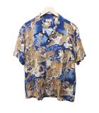 サンサーフ 東洋 SUN SURF 美品 スペシャルエディション アロハシャツ ONE HUNDRED TIGERS 百虎 プリント 総柄 復刻 半袖 SS38201 M 紺 ネイビー 系 0201