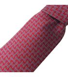 エルメス HERMES 美品 ネクタイ レギュラータイ チェーン 鎖 総柄 絹 シルク 紅 ボルドー 659292T 0207 IBO89