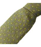 エルメス HERMES ネクタイ レギュラータイ 総柄 絹 シルク 緑 黄 グリーン イエロー 0207 IBO89