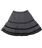 フォクシー FOXEY シルクスカート フレアスカート ベルベット 絹 シルク100% 38 グレー 黒 ブラック 29135-ASFF14M IBO89