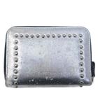 ジェイ&エムデヴィッドソン J&M Davidson スモール ジップ パース コインケース 財布 小銭入れ スタッズ レザー ラウンドファスナー シルバーカラー IBO89 0215