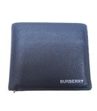 二つ折り財布 ウォレット ロゴ レザー 紺 ネイビー IBO89 0226