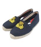 クリスチャンルブタン Christian louboutin エスパドリーユ スリッポン ロゴ 刺繍 キャンバス 37 約24cm 黒 ブラック IBO89 0215