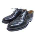 クロケット&ジョーンズ CROCKETT&JONES 8408 WESTMINSTER セミブローグ ドレスシューズ ストレートチップ メダリオン レザー 革靴 5 E 約24cm 黒 ブラック IBO87 0306