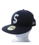 × ニューエラ New Era 20AW S Logo キャップ 帽子 フラット ロゴ 紺 ネイビー 7 5/8 60.6cm IBO89 ☆AA★