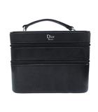 クリスチャンディオール Christian Dior バニティバッグ メイクバッグ ロゴ スクエア 裏地 ロゴ柄 黒 ブラック 0509