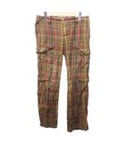 ラルフローレン RALPH LAUREN カーゴパンツ チェック コットン メニーポケット デザイン 9 約L 茶 ブラウン 系 0403