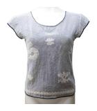 シャネル CHANEL 04P P23429 NO.5 カットソー ココマーク ナンバリング レース 刺繍 シアー フレンチスリーブ 38 約S 白黒 ホワイト ブラック ■MNK1 0327