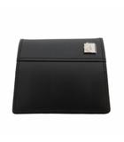 カルバンクライン CALVIN KLEIN コインケース 財布 レザー 黒 ブラック ロゴプレート ヘリンボーン柄 ステッチ /SX ■GY99