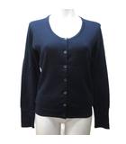 マーガレットハウエル MARGARET HOWELL × ジョンスメドレー JOHN SMEDLEY 別注 コラボ ニット カーディガン ウール 長袖 2 約M 紺 ネイビー 0407