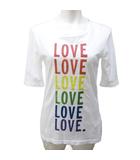ケイトスペード KATE SPADE 美品 カットソー Tシャツ LOVE プリント ラメ 半袖 XS 白 ホワイト 0420