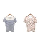 ブルーブルー BLUE BLUE バスクシャツ Tシャツ 2点 まとめ M L 半袖 白 ホワイト 青 ブルー 赤 レッド IBO95 /TQ
