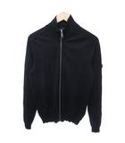 プラダ PRADA 美品 バージンウール ドライバーズニット セーター 腕章ロゴ 黒 ブラック 48 /HW BO95