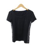 アディダス adidas Tシャツ カットソー 半袖 サイドライン 黒 ブラック /HW