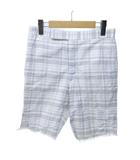 トムブラウン THOM BROWNE ショートパンツ スラックス ボタンフライ チェック柄 フリンジ 0 白 ホワイト グレー 0530 ■IBO97