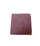 カルティエ Cartier 美品 L3000451 二つ折り財布 ロゴ刻印 ロゴ裏地 赤 レッド レザー /HW ■WY