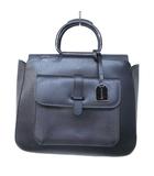 グッチ GUCCI ハンドバッグ  プラスチックハンドル レザー 黒 ブラック ボタン開閉 ■AO5