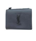 イヴサンローラン YVES SAINT LAURENT 美品 2つ折り財布 YSLロゴ ボタン開閉 黒 ブラック ■AO5