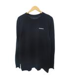 Tシャツ カットソー 長袖 クルーネック ロゴ刺繡 M 黒 ブラック