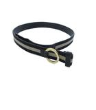 グッチ GUCCI ベルト キャンバス レザー 黒 ブラック ロゴ金具 ☆AA★