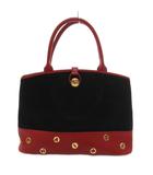 ニナリッチ NINA RICCI ハンドバッグ スタッズ レザー ロゴ金具 黒 ブラック 赤 レッド /MX ■AWS1