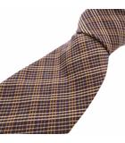 バーバリー BURBERRY 美品 ネクタイ チェック柄 ブリティッシュ イタリア製  絹 シルク ブラウン /MX ■AWS1