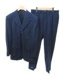 エルメネジルドゼニア Ermenegildo Zegna スーツ セットアップ ウール イタリア製 テーラードジャケット シングル ノッチドラペル スラックス センタープレス 紺 ネイビー